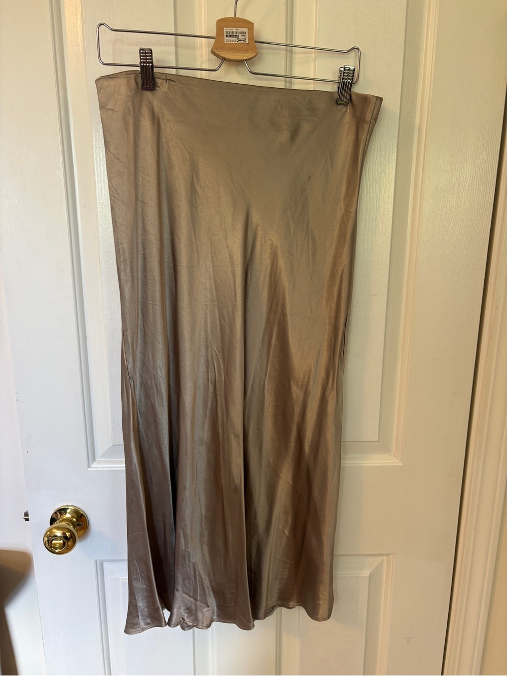 H&M Satin Maxi Skirt in Taupe